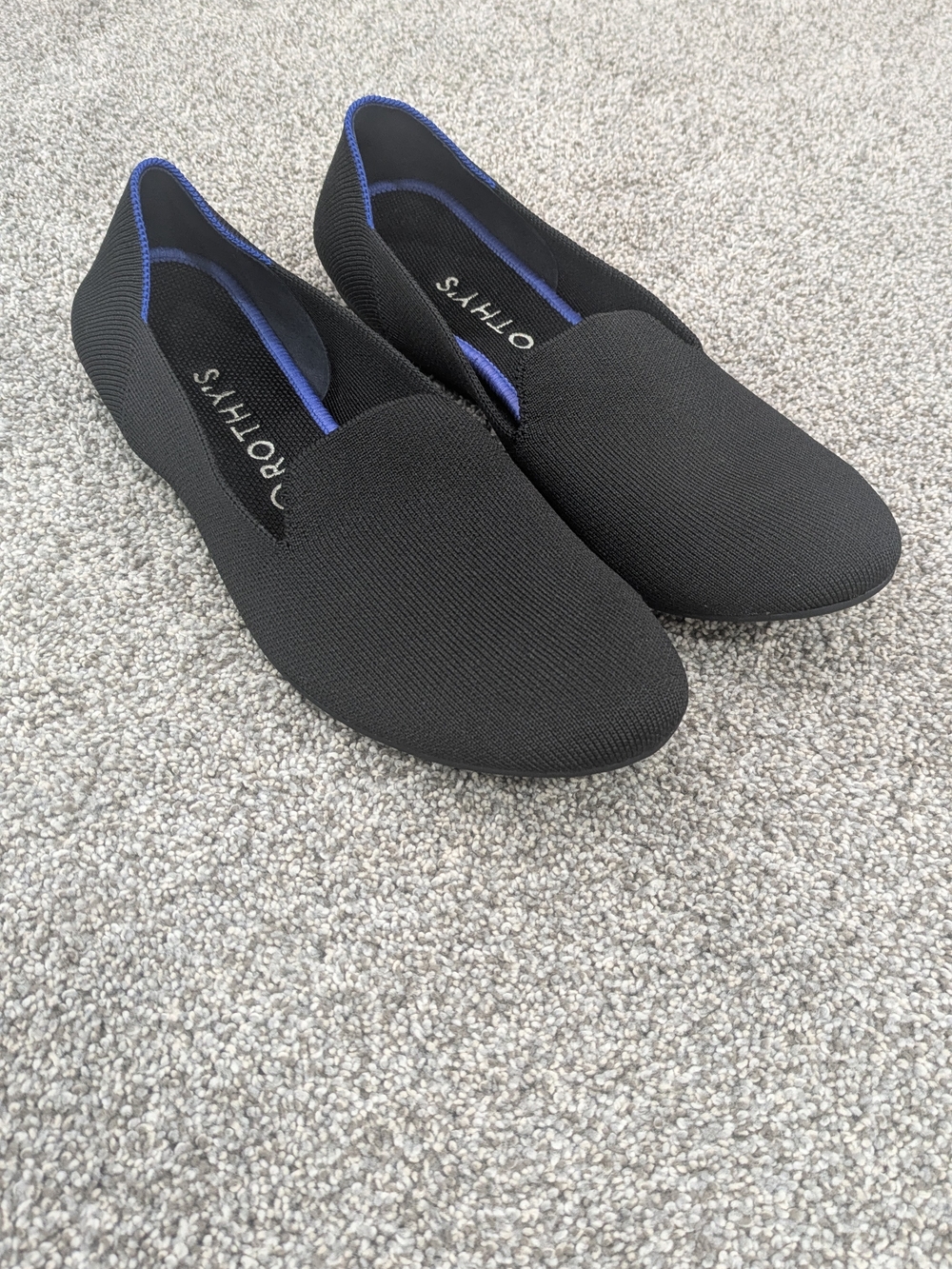 Rothy's The Loafer Black Slip-On Shoes Flats with Blue Accent Size 11 Or 12 - Picture 5 of 9